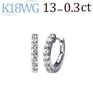 新品 K18WG ダイヤモンド フープ ピアス D:0.30ct