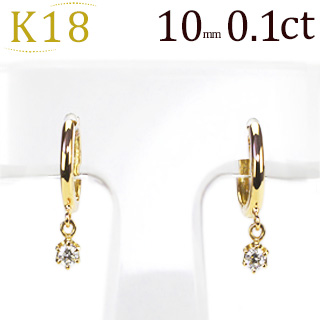 K18中折れ式ダイヤフープピアス(0.10ct)（10mm） | フープピアス ...